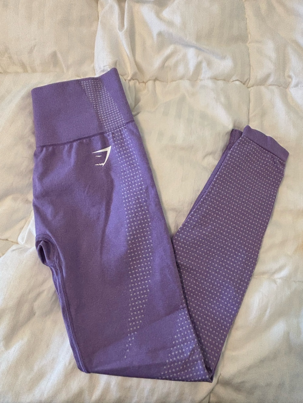 Gymshark Purple Seamless Leggings White Logo Small NWOT